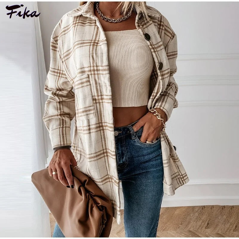 Oversize Women's Plaid Shirt Jacket