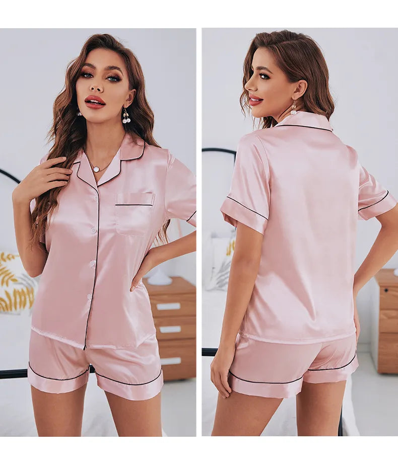 Women's Two-Piece Satin Pajamas